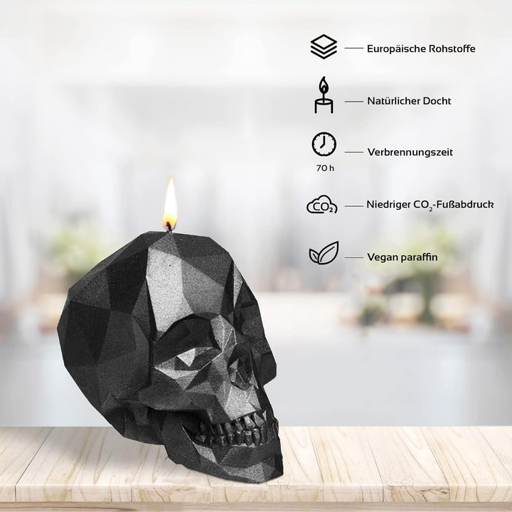 Candellana Skull Kerze - Totenkopf Kerze - Skull Deko - Totenkopf Deko - Halloween Deko - Gothic Dek