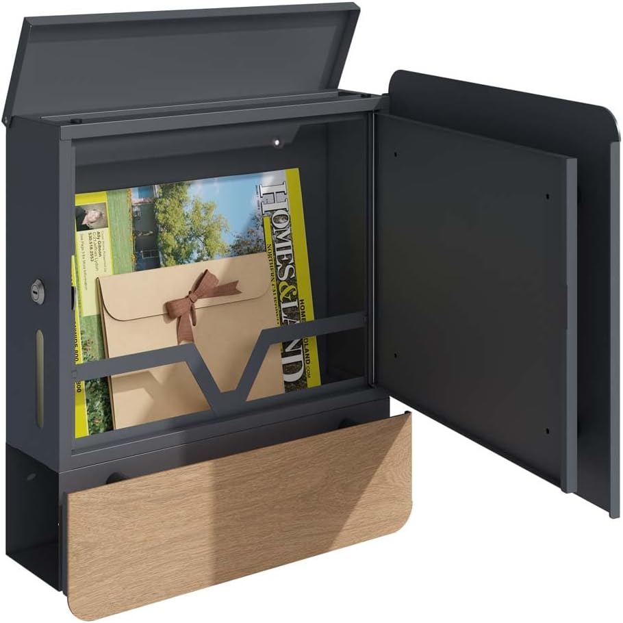 SCHARTEC Briefkasten SPB-4 helles Holz Design mit Zeitungsfach modern & gross Wandbriefkasten Postka