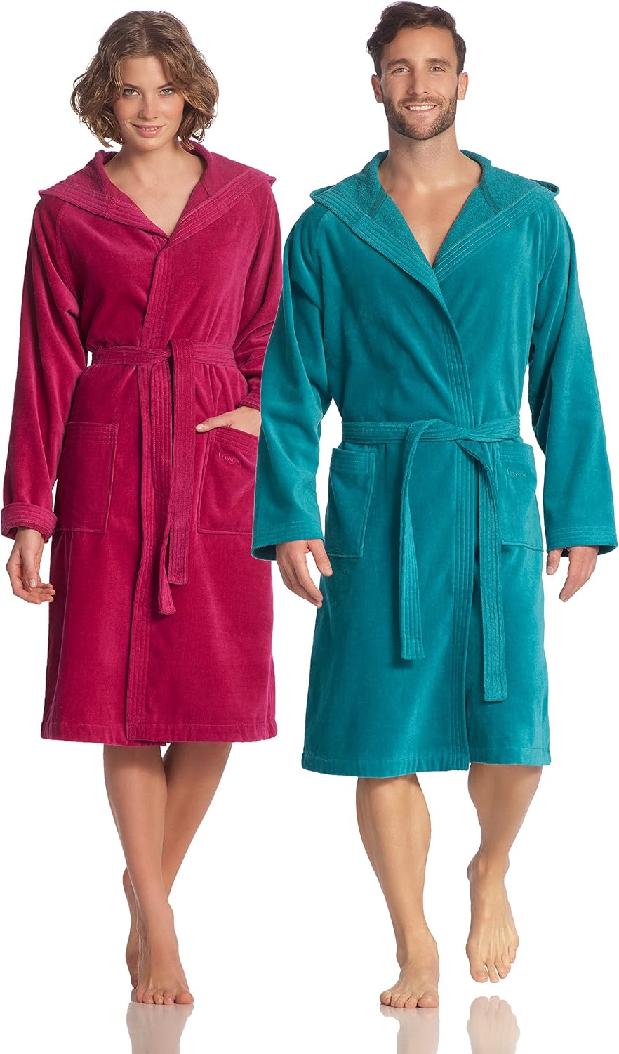 Vossen Unisex Bademantel mit Kapuze Texas XS flanell, XS flanell
