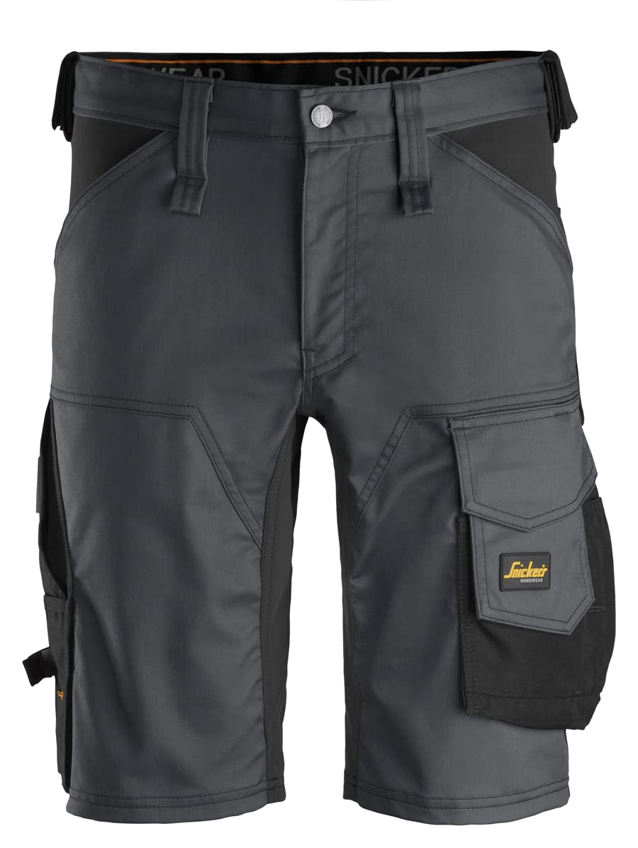 Snickers Workwear AllroundWork Elastische Shorts, Stahlgrau-Schwarz, Grösse 50, Nicht zutreffend
