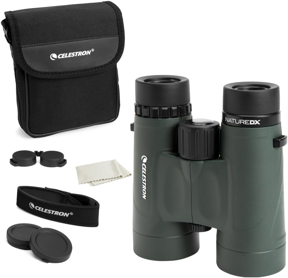 Celestron 71332 Nature DX 8 x 42 mm Ferngläser mit mehrfach vergütete Linse, BaK-4 Prismenlinse und
