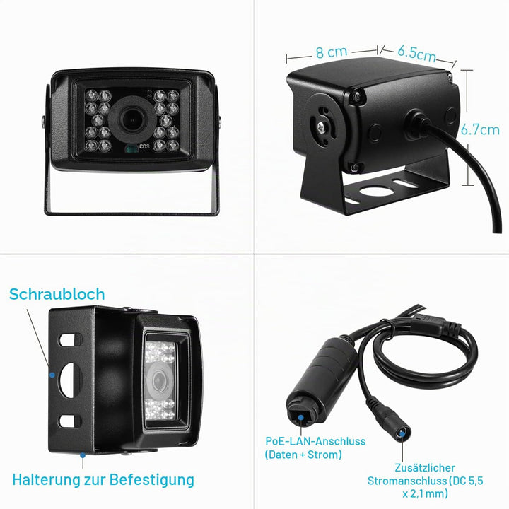 5MP Mini POE IP Kamera, Outdoor Metall-Überwachungskamera, IP65 Wasserdicht, 10m IR Nachtsicht, Bewe