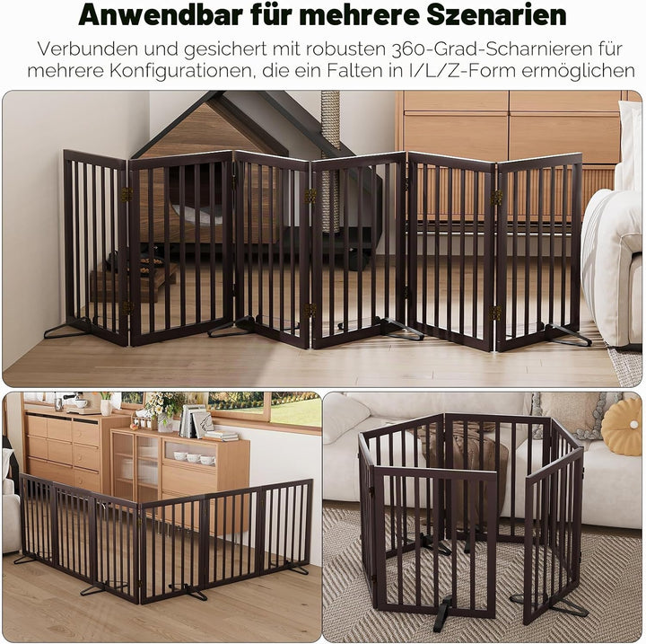 Freistehendes Hundegitter, Faltbares Hundebarriere für Tür,Treppen,Flur,Küche &amp; Schlafzimmer, Freist