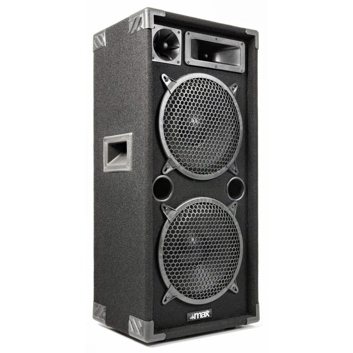 MAX210 Passive PA Lautsprecher, 1000 Watt Partybox mit Griffe, 2 x 10 Zoll Doppel-Tieftöner, Passiv,
