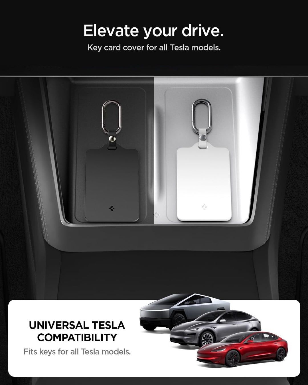 Spigen Schlüsselkartenhalter für Tesla Model Y (~2026 Juniper) Model 3 (~Highland 2026), Model S / X