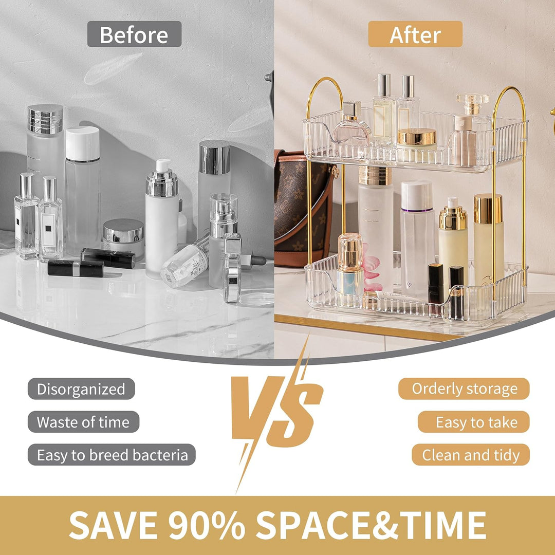 Makeup Organizer, Kosmetik Organizer 2 Ebenen, Beauty Organizer, Skincare Organizer, Badezimmer Orga