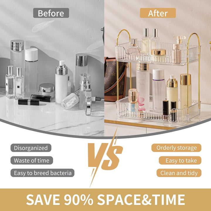 Makeup Organizer, Kosmetik Organizer 2 Ebenen, Beauty Organizer, Skincare Organizer, Badezimmer Orga