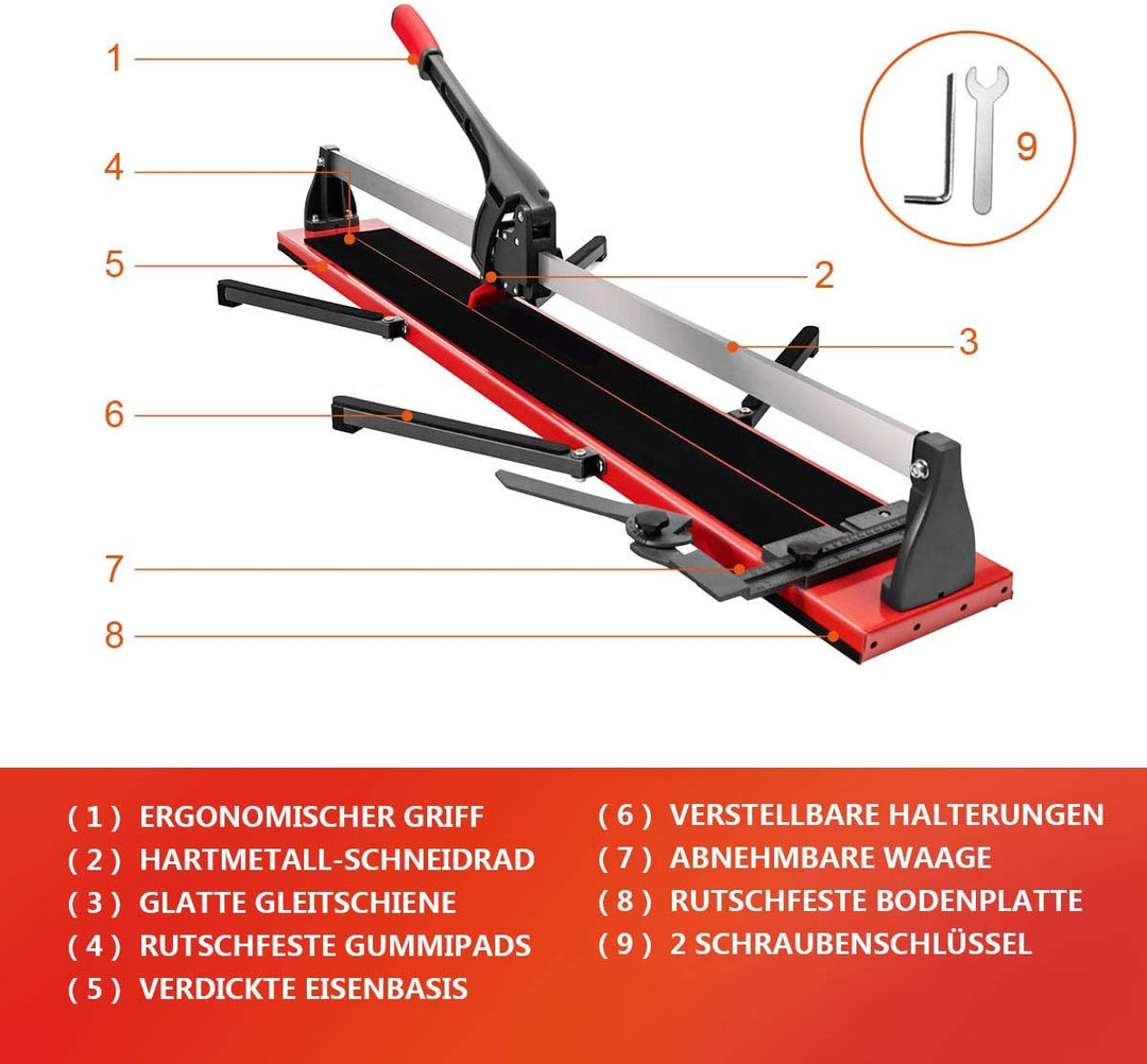 COSTWAY Fliesenschneider manuell, Handfliesenschneider 120cm Schnittlänge / 16mm Schnittdicke/Winkel