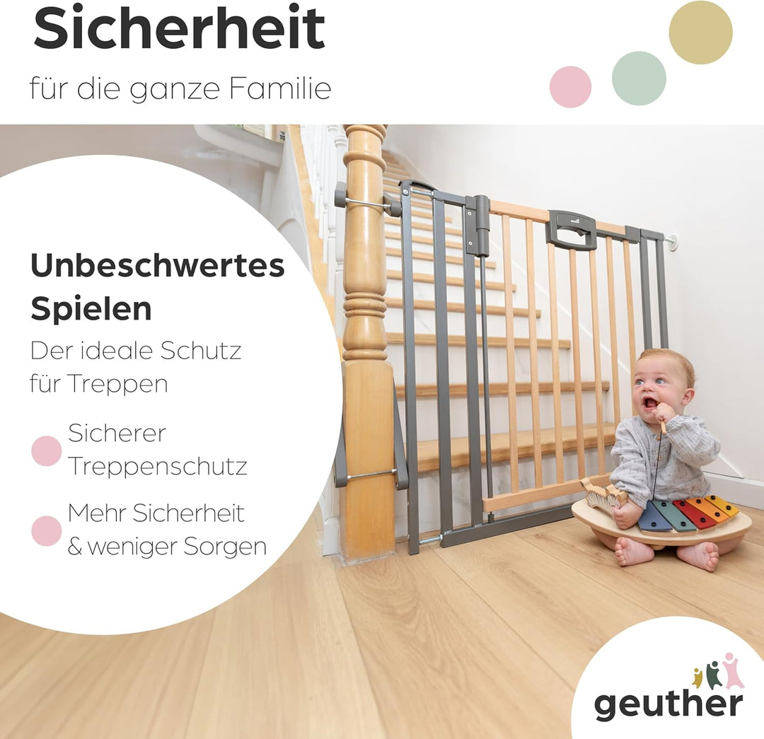 Treppenschutzgitter Easylock Plus zum Klemmen für Öffnungen von 84.5-124.5 cm aus Holz & Metall Brei