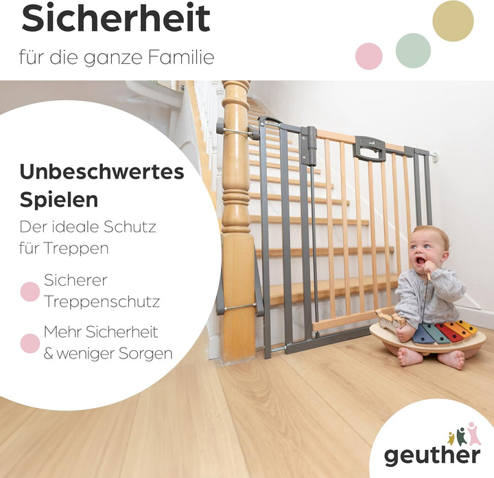 Treppenschutzgitter Easylock Plus zum Klemmen für Öffnungen von 84.5-124.5 cm aus Holz & Metall Brei