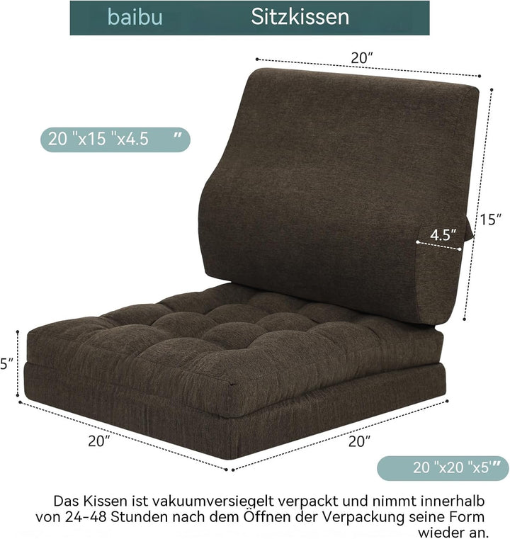 Shinnwa Memory Foam Fernsehsessel Sitzkissen mit Rückenkissen für ältere Menschen, 50x50x12.7CM Dual