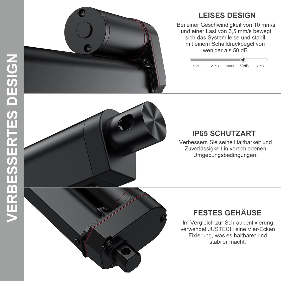 Justech Linear Actuator 300mm/12in Linearantrieb 1500N/330 LBS IP65 10mm/s Motor Lineartechnik Aktua