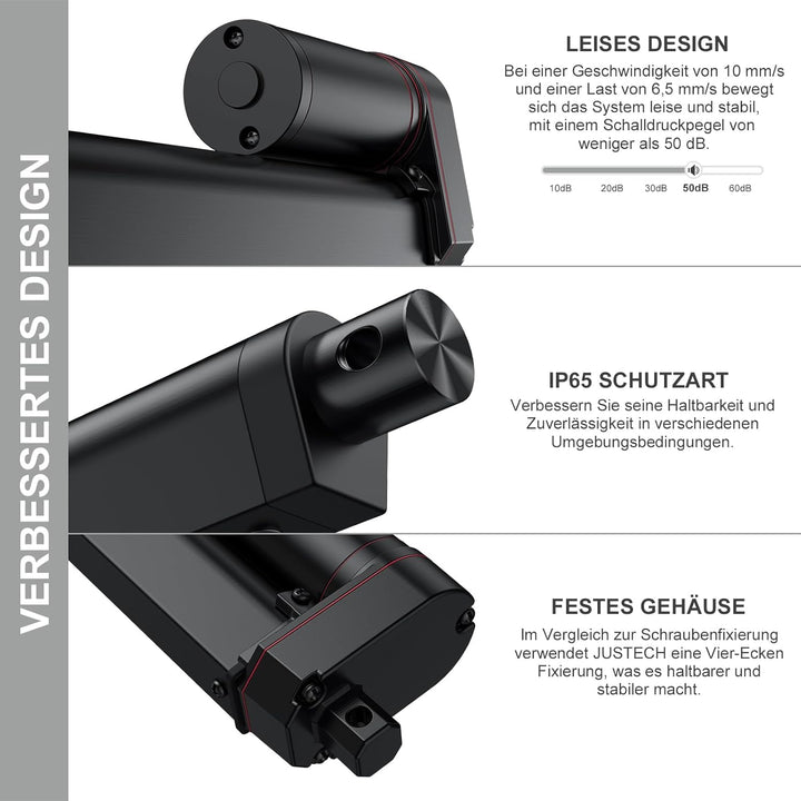 Justech Linear Actuator 300mm/12in Linearantrieb 1500N/330 LBS IP65 10mm/s Motor Lineartechnik Aktua