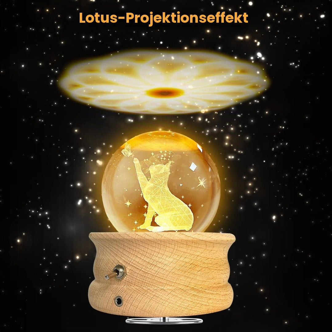 HABOWN Kristallkugel Spieluhr, 360 ° drehbare hölzerne Spieluhr mit Licht，Geburtstagsgeschenk, Proje