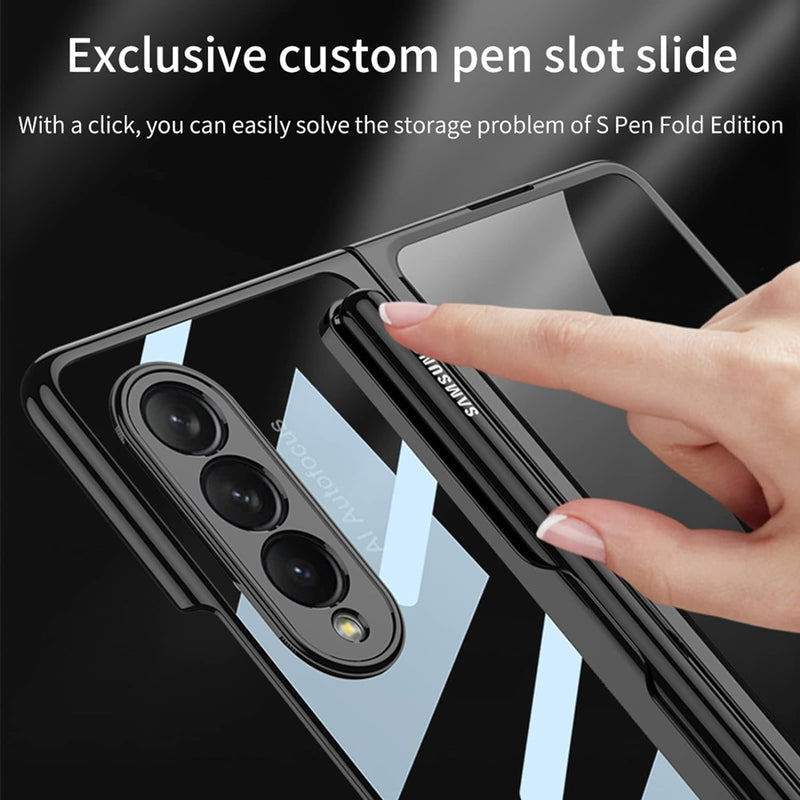 COQUE Samsung Galaxy Z Fold 3 Case Cover/Gorgeous Shiny Side Transparent Shell with Stylus Slot,Fold