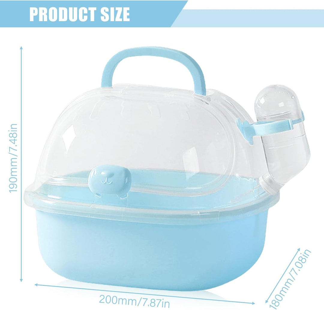 Transportbox Hamster mit Wasserflasche, 20x18x19cm Tragbare Transportbox Kleintiere Transportkäfig m
