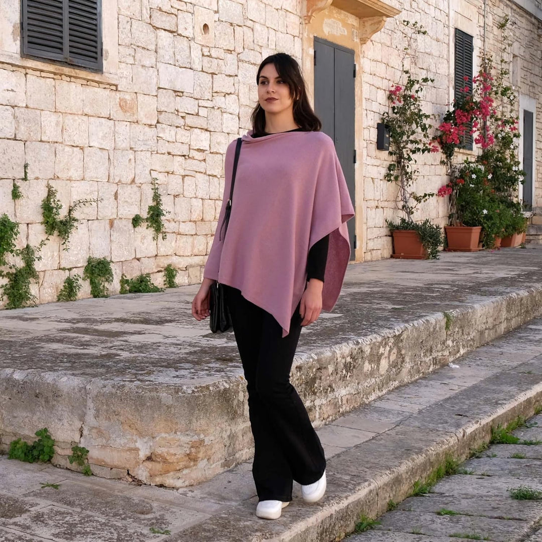 creazioni unique Poncho Damen Winter Elegant und Warm Made IN Italy - Mischung aus Wolle, Viskose un