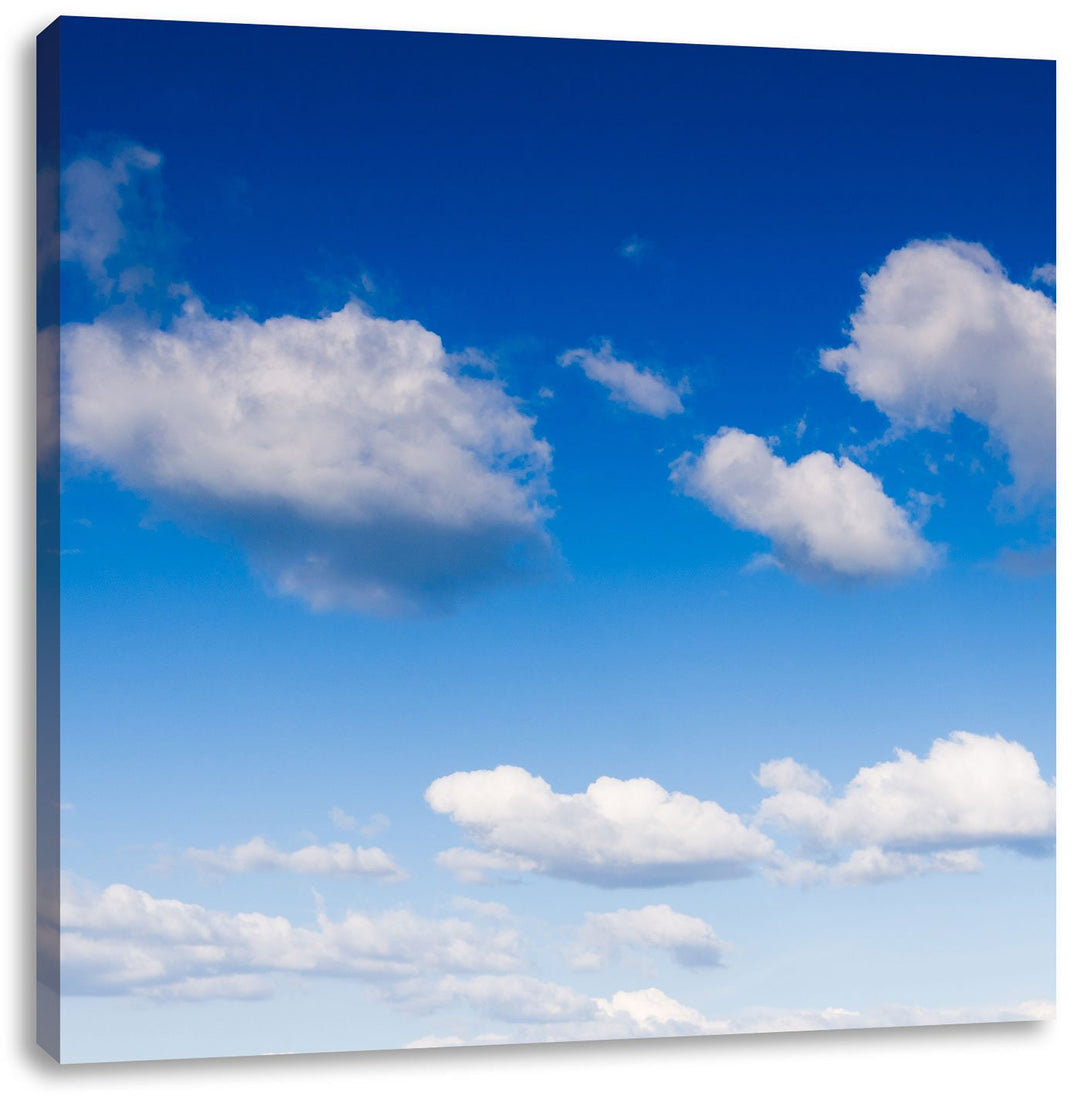 Wolken am blauen Himmel, Format: 70x70 auf Leinwand, XXL riesige Bilder fertig gerahmt mit Keilrahme