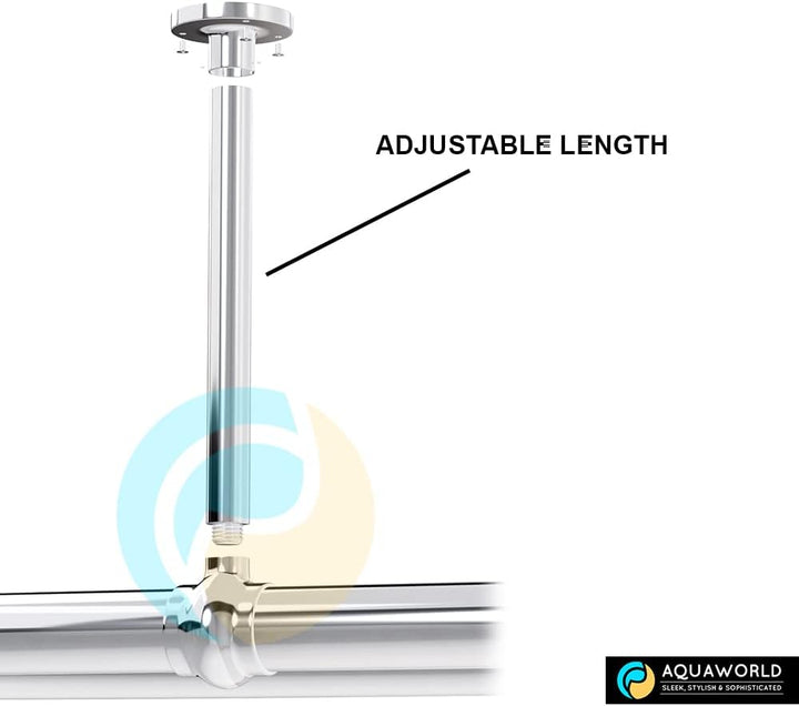 AQUAWORLD Traditionelle grosse ovale Duschvorhangstange für Badewanne mit verstellbaren Deckenstrebe