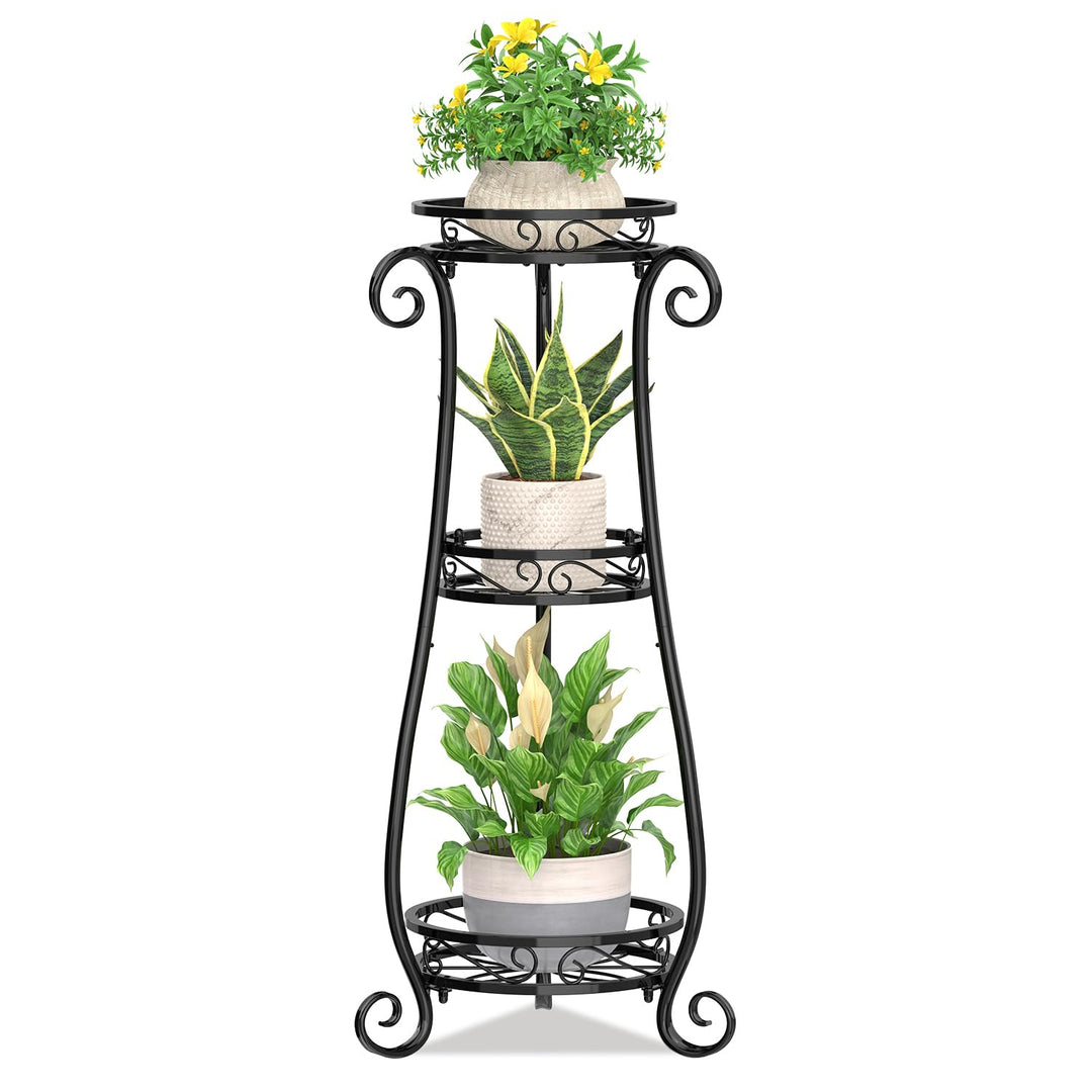 JC-Houser 3 Etagen Blumenständer Pflanzenständer Metall, 87cm Hoch Blumenregal Pflanzenregal, Rostfr