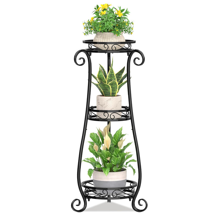 JC-Houser 3 Etagen Blumenständer Pflanzenständer Metall, 87cm Hoch Blumenregal Pflanzenregal, Rostfr