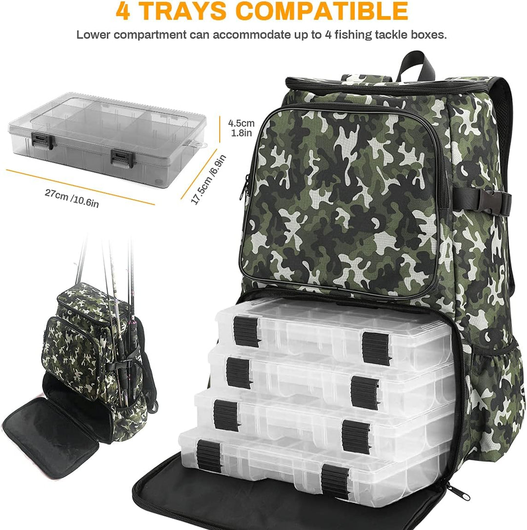 Angelrucksack, Luckits Angelgeräte Rucksack Wasserdicht ohne Trays Angelbox, grosse Aufbewahrungstas