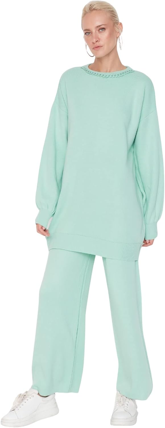 TRENDYOL Damen Sets, Flach, Gewebt, Bescheidene Ober-und Unterteile Aufeinander abgestimmtes Outfit