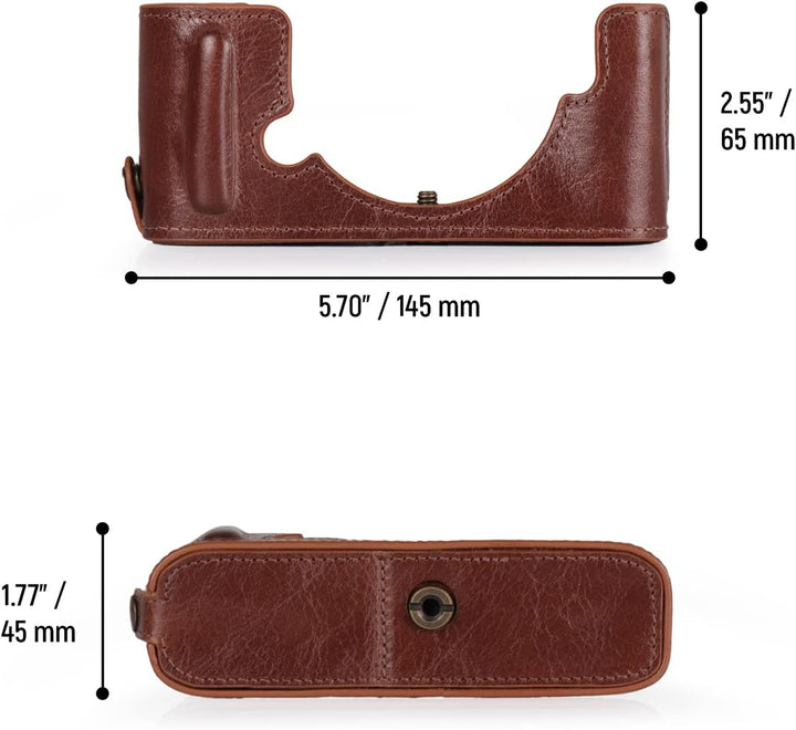 MegaGear MG2016 Ever Ready Genuine Leather Camera Half Case Compatible with Nikon Z fc (Braun), Brau