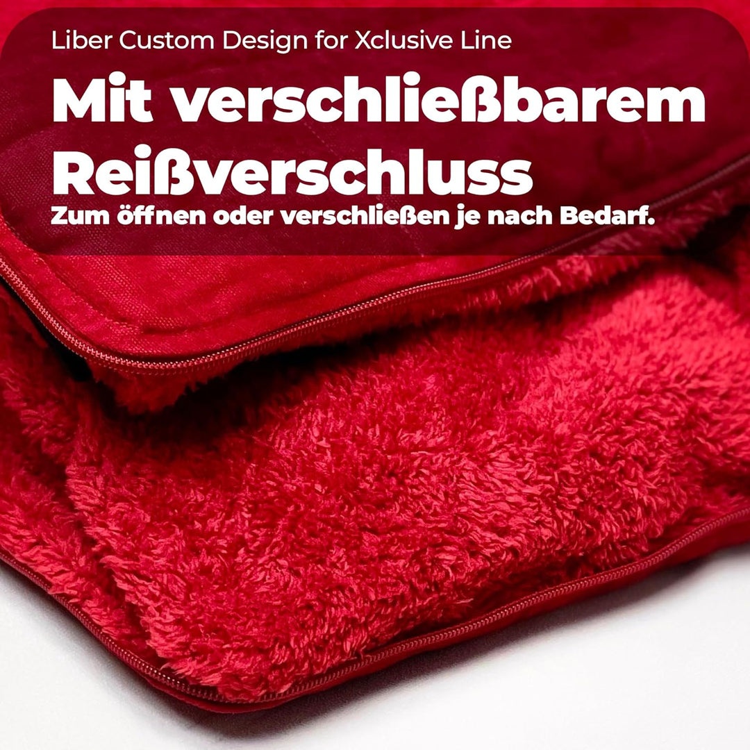 2-in-1 Sofadecke & Kissen rot - Kuscheldecke 130×190 cm, gefaltet als Kissen 45×40 cm, Plüschdecke a