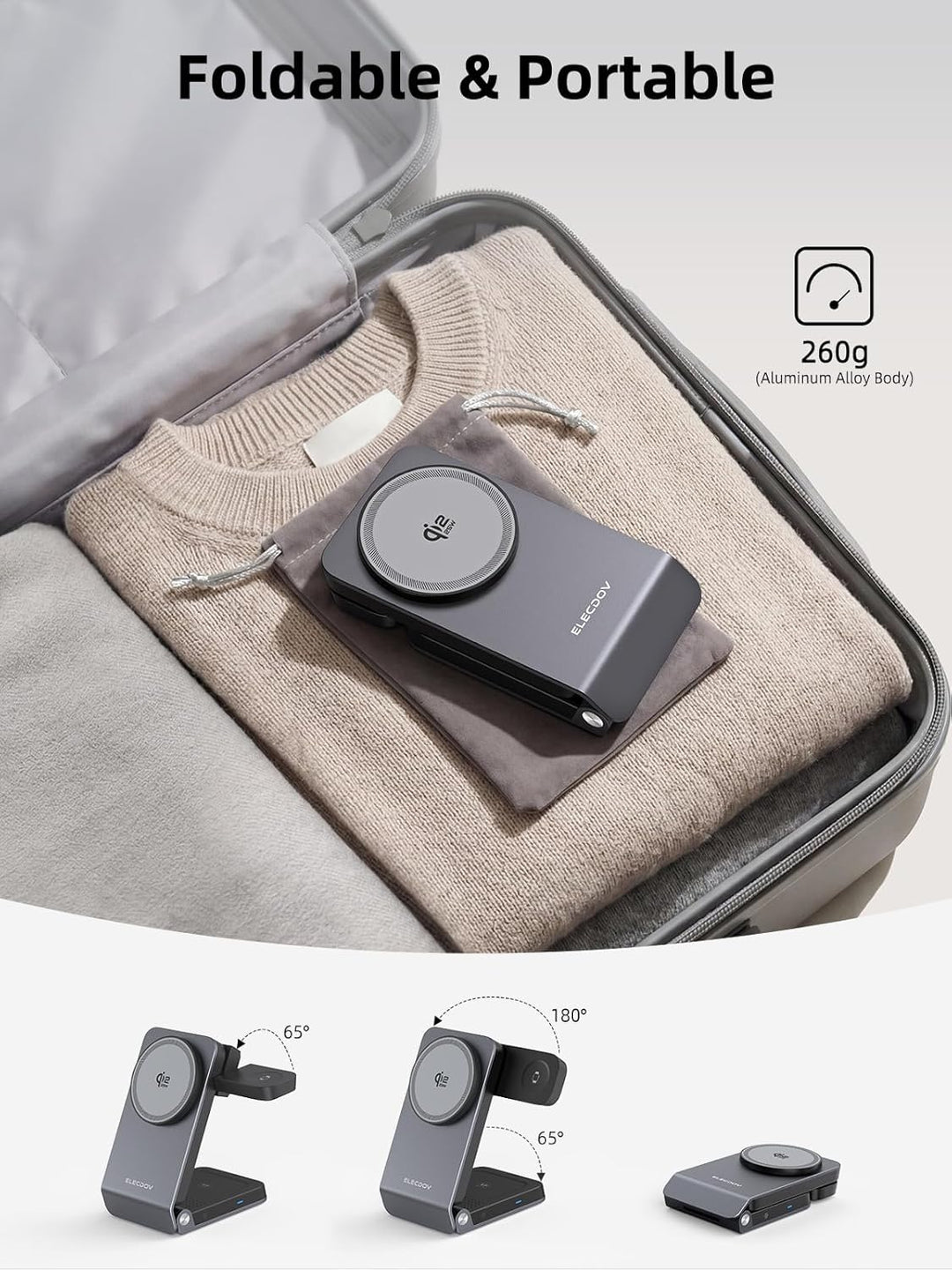 Magnetic Wireless Ladestation für Samsung mit Aktiver Kühlung, 3 in 1 Induktive ladestation für Sams