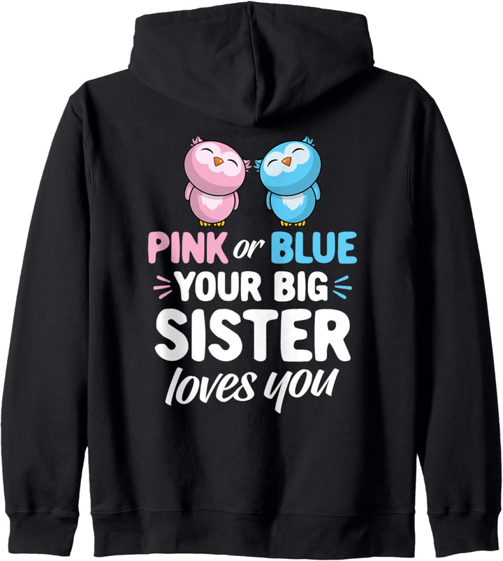 Rosa oder Blau - Ihre grosse Schwester liebt dich – niedliches Baby-Eulen-Geschenk Kapuzenjacke