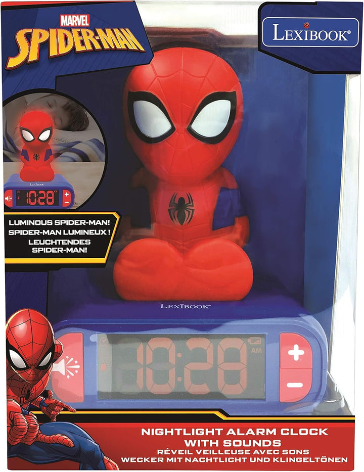 Lexibook, Spider-Man, Nachtlicht-Wecker, RL800SP | Klänge und Melodien, LCD-Display mit Hintergrundb