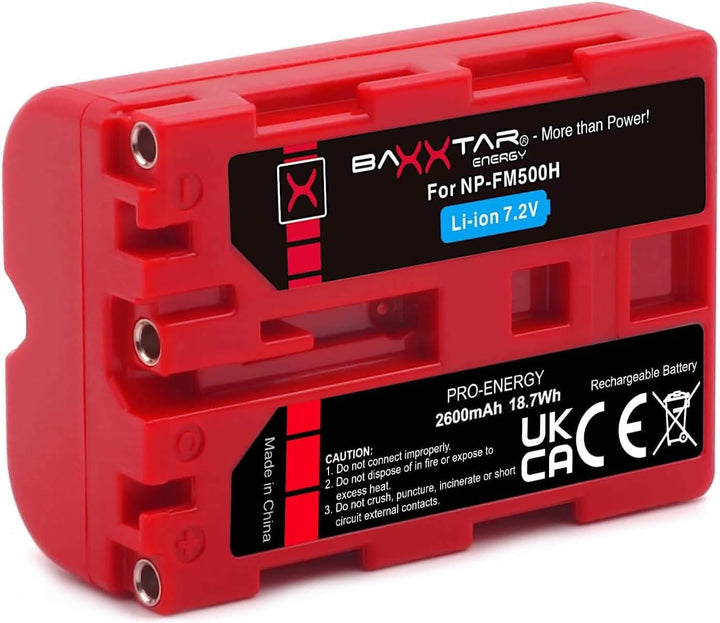Baxxtar PRO NP-FM500H Akku (echte 2400mAh UL-Zertifikat) mit Infochip - kompatibel mit Sony Alpha A5
