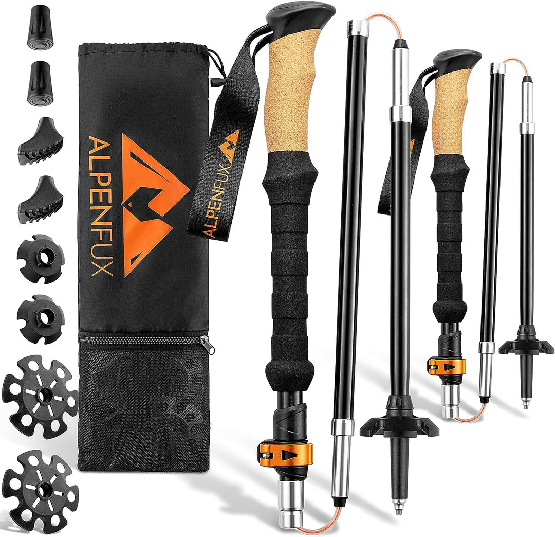 ALPENFUX® Premium Wanderstöcke faltbar, Trekkingstöcke, Nordic Walking Stöcke, leicht und verstellba
