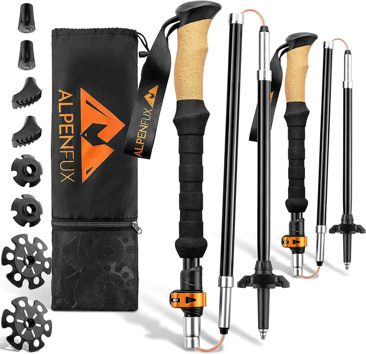 ALPENFUX® Premium Wanderstöcke faltbar, Trekkingstöcke, Nordic Walking Stöcke, leicht und verstellba