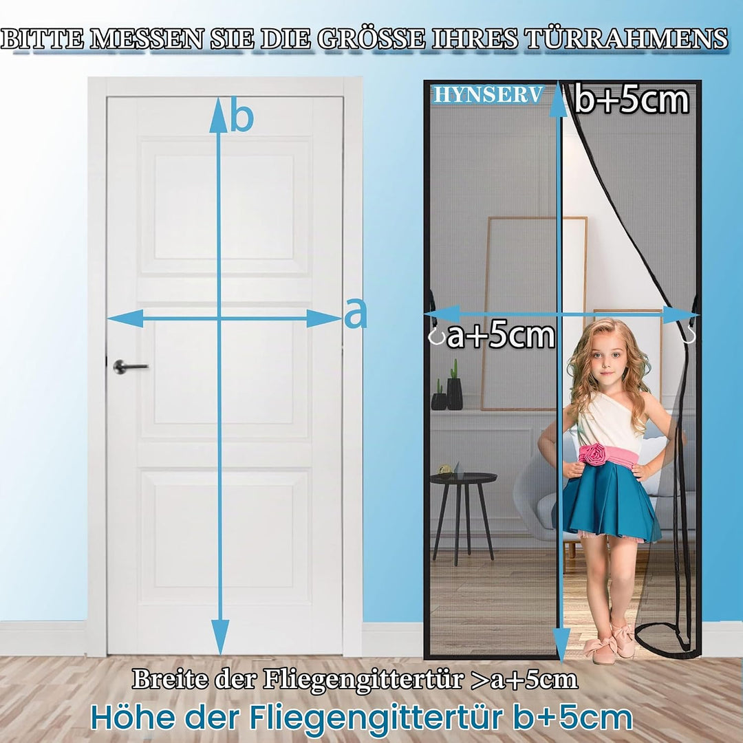 Fliegengitter Tür Magnet 140x200cm Schwarz Magnet Fliegenvorhang - Kinderleichte Klebemontage Ohne B