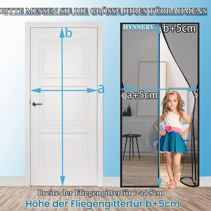 Fliegengitter Tür Magnet 140x200cm Schwarz Magnet Fliegenvorhang - Kinderleichte Klebemontage Ohne B
