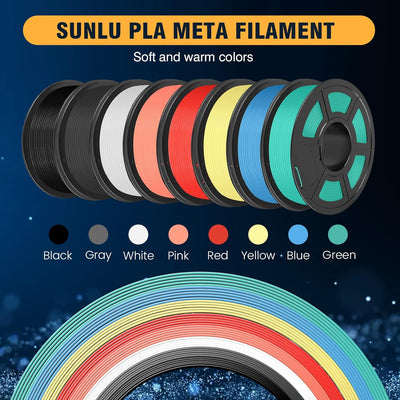 SUNLU Meta PLA Filament 1,75 mm, Hohe Zähigkeit, Bessere Liquidität PLA-Filament für Schnelleren 3D-