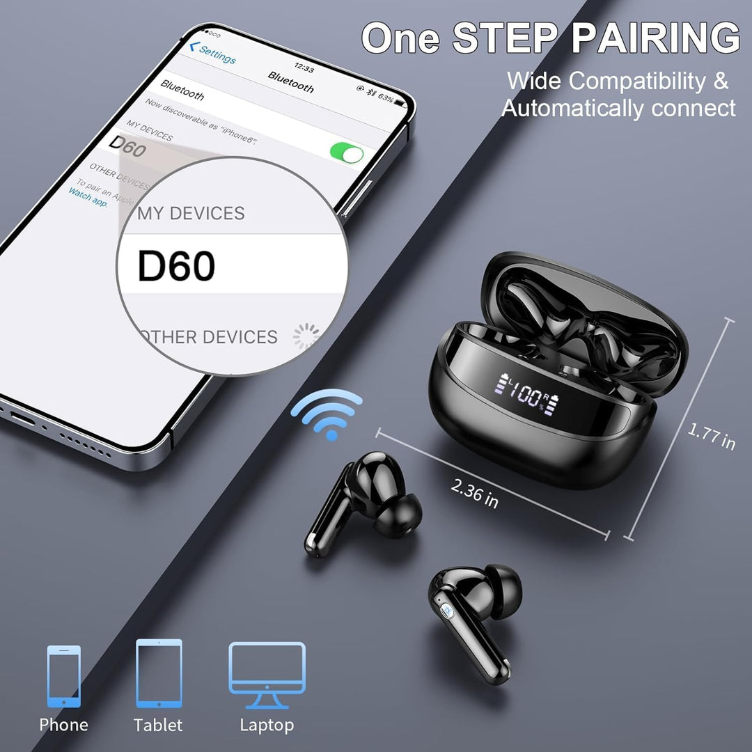 Kopfhörer Kabellos Bluetooth 5.4, Bluetooth Kopfhörer, 4 ENC Noise Cancelling Mics, 50 Std Spielzeit