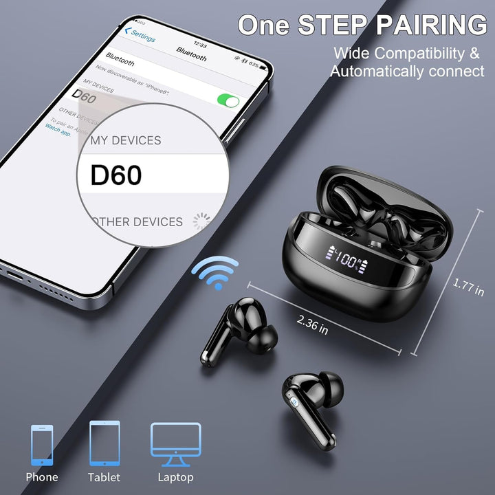 Kopfhörer Kabellos Bluetooth 5.4, Bluetooth Kopfhörer, 4 ENC Noise Cancelling Mics, 50 Std Spielzeit