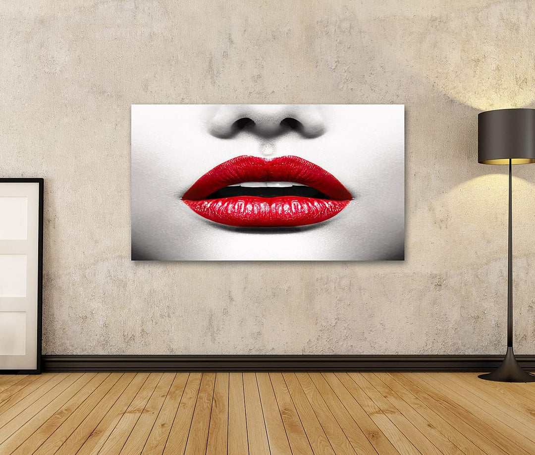 islandburner Bild auf Leinwand Sexy Lippen Conceptual Wandbild Poster Kunstdruck Bilder Format: 100x