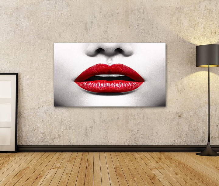 islandburner Bild auf Leinwand Sexy Lippen Conceptual Wandbild Poster Kunstdruck Bilder Format: 100x