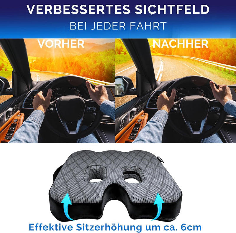 Healthfix® Auto Sitzkissen | Verbessert Sitzhaltung und lindert Sitzschmerz | Orthopädisches Sitzkis