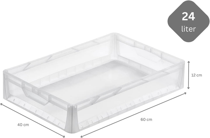 PROREGAL SuperSparSet 5x Transparenter Eurobehälter LightLine mit offenem Griff | HxBxT 12x40x60cm |