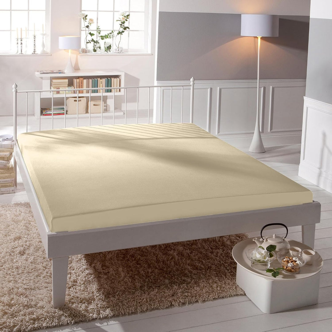 Bassetti Spannbettlaken Uni 40/755 Creme Baumwolle/Elastan, Masse: 180cm x 200cm, 200cm x 220cm, 923