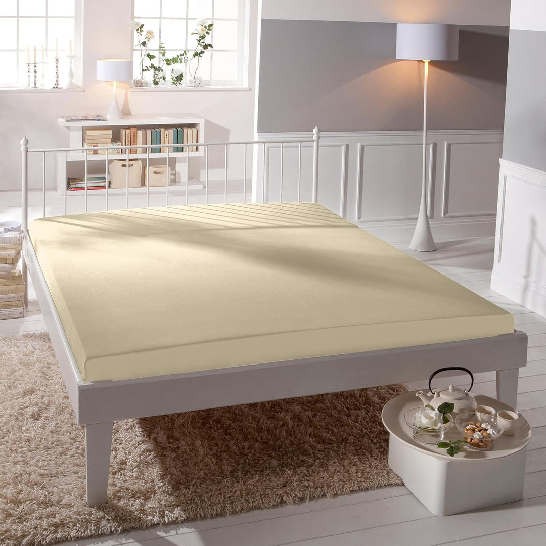 Bassetti Spannbettlaken Uni 40/755 Creme Baumwolle/Elastan, Masse: 180cm x 200cm, 200cm x 220cm, 923