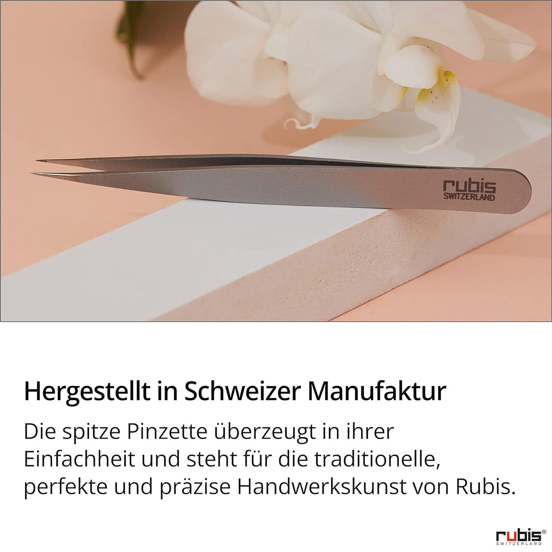 Rubis Splitterpinzette - Spitze Pinzette - schmal und spitz - für Splitter und eingewachsene Haare -