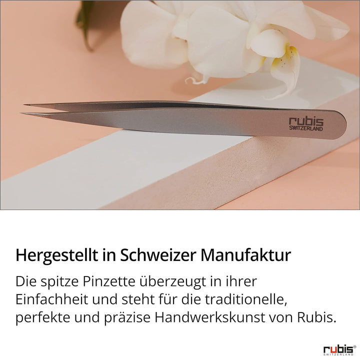 Rubis Splitterpinzette - Spitze Pinzette - schmal und spitz - für Splitter und eingewachsene Haare -