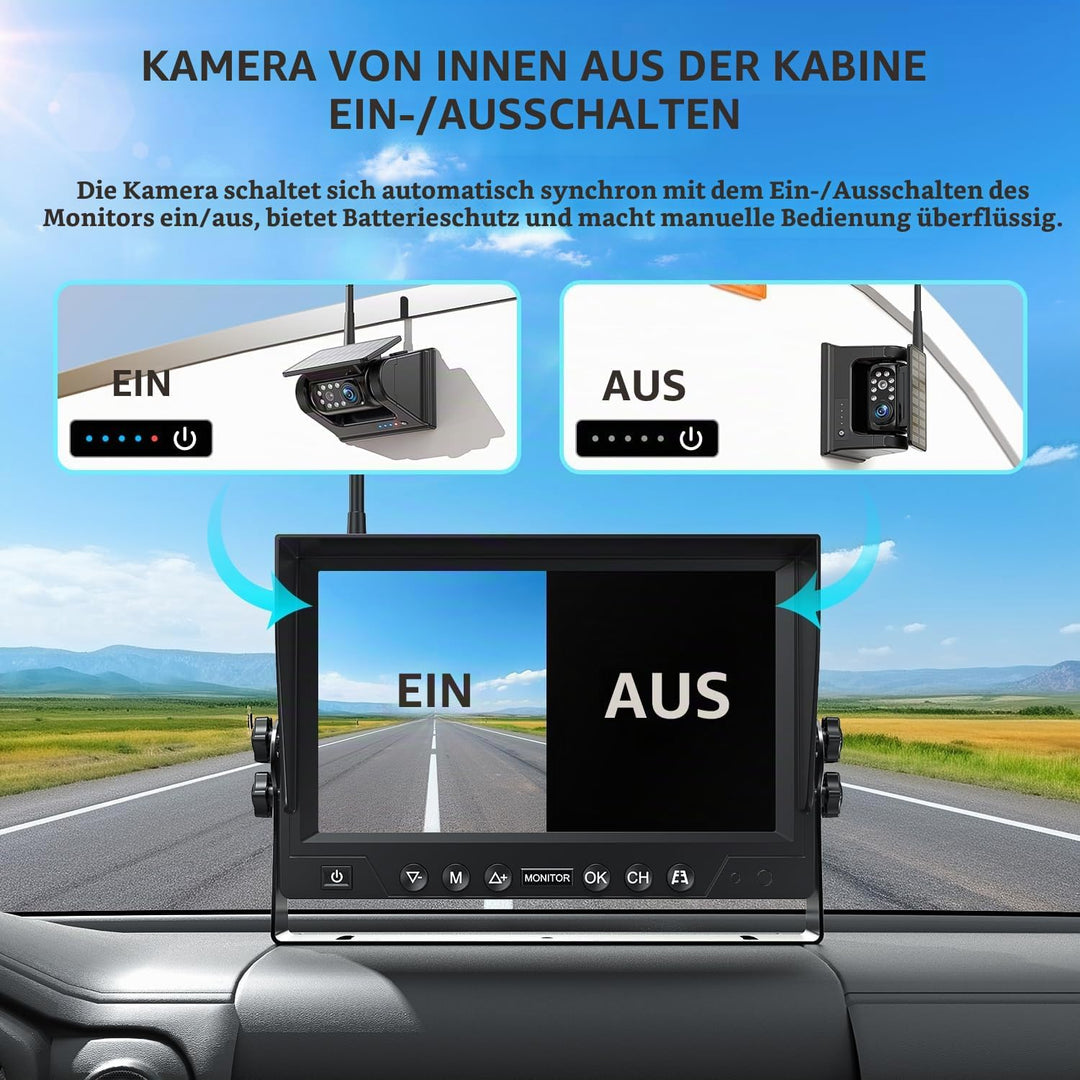 4 Magnetisch Solar Rückfahrkamera Kabellos, HD1080P, 9&