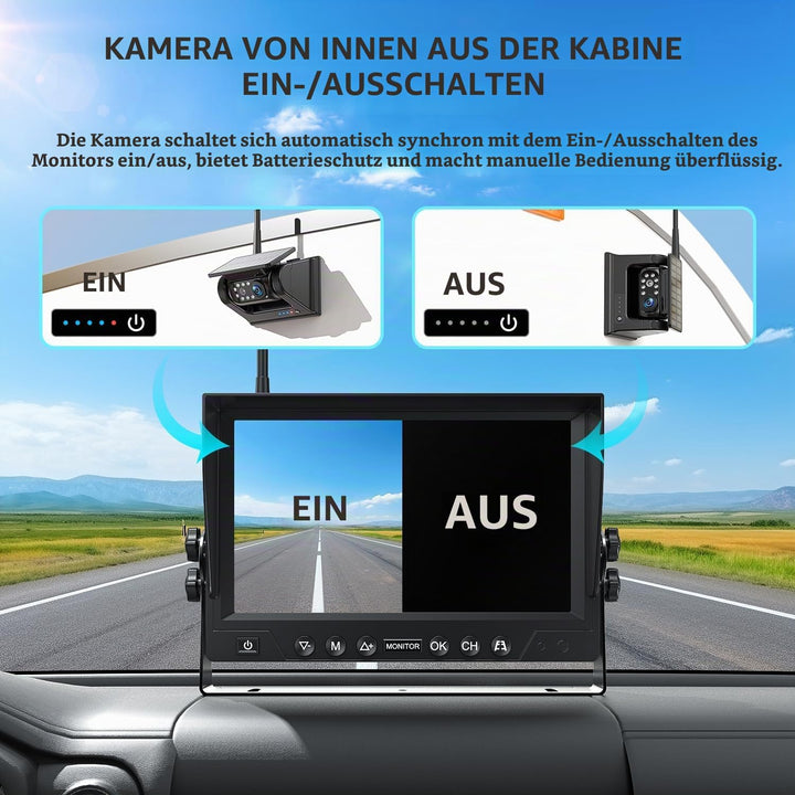 4 Magnetisch Solar Rückfahrkamera Kabellos, HD1080P, 9&